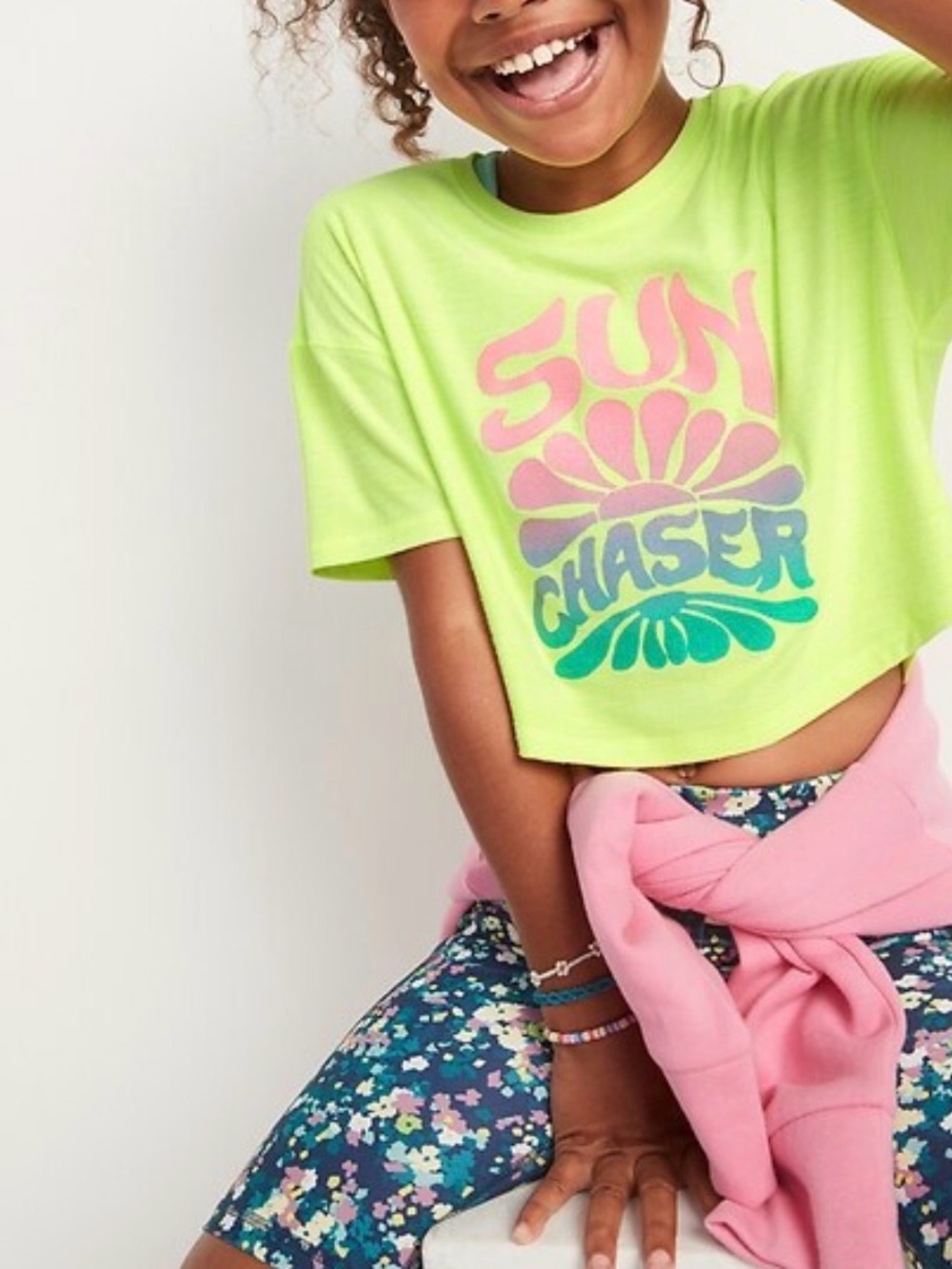 Old Navy Neon Yellow Cropped Tee